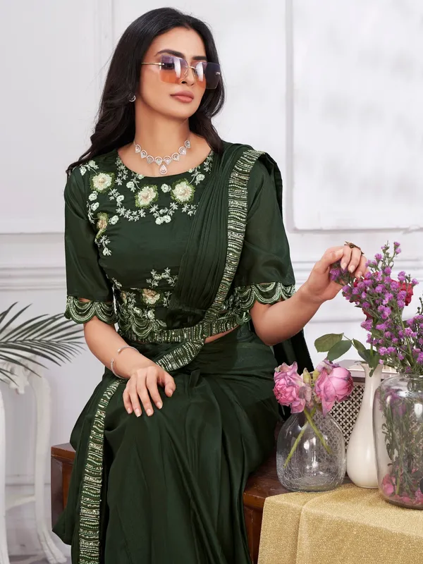 Suha_Womens_Fashion_Ethnic_Ready_to_Wear_Embroidered_Olive_Color_Saree