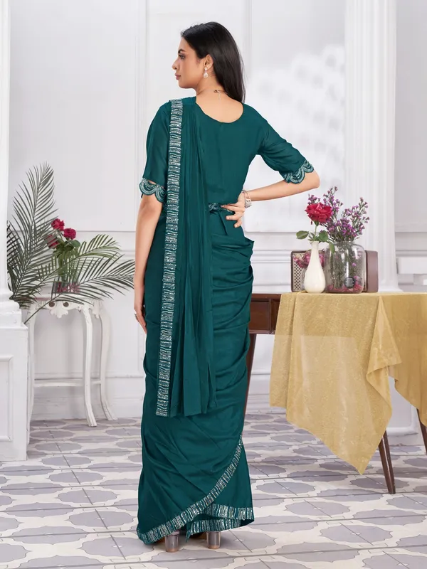 Suha_Womens_Fashion_Ethnic_Ready_to_Wear_Embroidered_Turquoise_Blue_Color_Saree