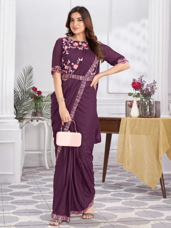 Suha_Womens_Fashion_Ethnic_Ready_to_Wear_Embroidered_Maroon_Color_Saree