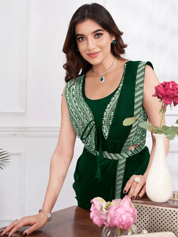 Suha_Womens_Fashion_Ethnic_Ready_to_Wear_Embroidered_Green_Color_Saree