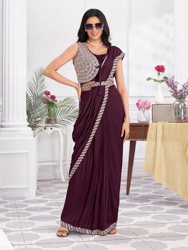 Suha_Womens_Fashion_Ethnic_Ready_to_Wear_Embroidered_Maroon_Color_Saree