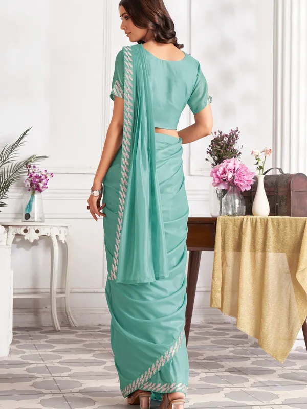 Suha_Womens_Fashion_Ethnic_Ready_to_Wear_Embroidered_Green_Color_Saree