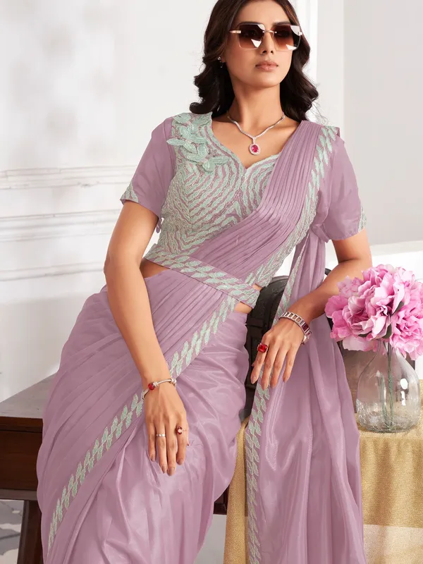 Suha_Womens_Fashion_Ethnic_Ready_to_Wear_Embroidered_Mauve_Color_Saree