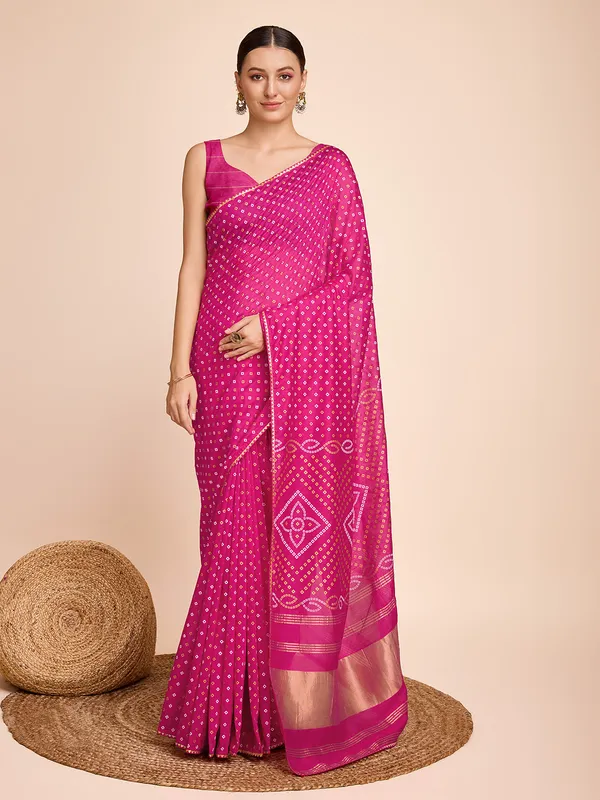 Pink_Cotton_Silk_Printed_Kota_Doria_Saree_With_Unstitched_Blouse_For_Women