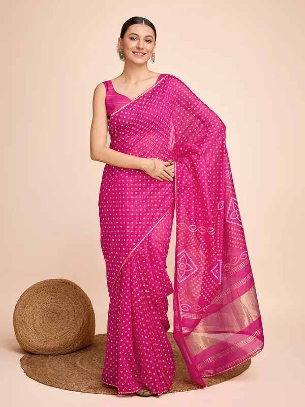Pink_Cotton_Silk_Printed_Kota_Doria_Saree_With_Unstitched_Blouse_For_Women