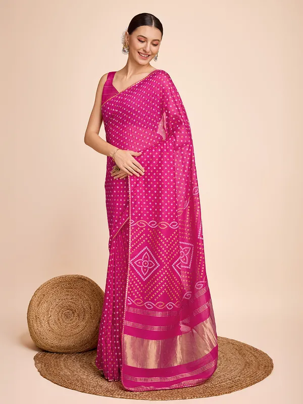 Pink_Cotton_Silk_Printed_Kota_Doria_Saree_With_Unstitched_Blouse_For_Women