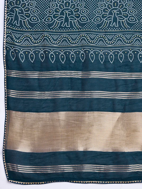 Blue_Cotton_Silk_Printed_Patola_Saree_With_Unstitched_Blouse_For_Women