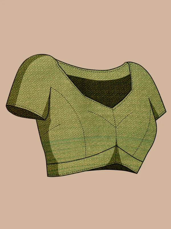 Green_Cotton_Silk_Printed_Patola_Saree_With_Unstitched_Blouse_For_Women