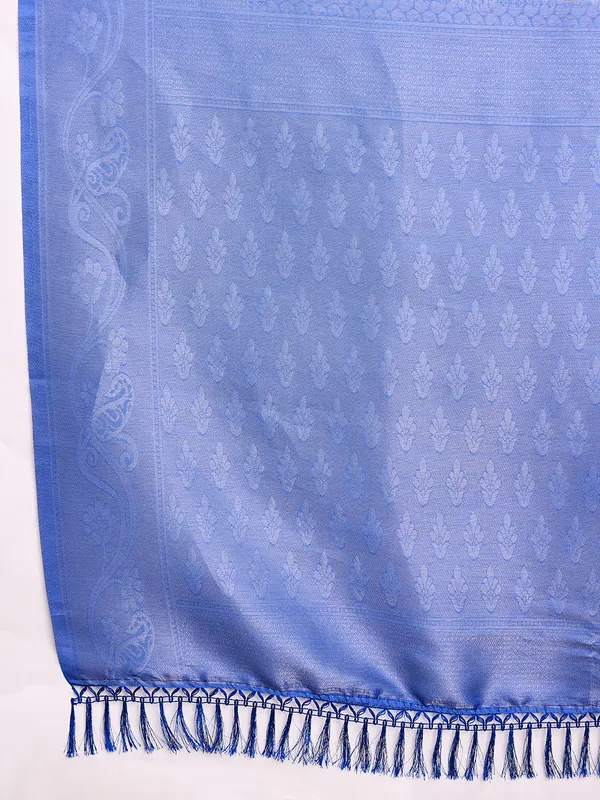 Blue_Cotton_Silk_Printed_Kota_Doria_Saree_With_Unstitched_Blouse_For_Women