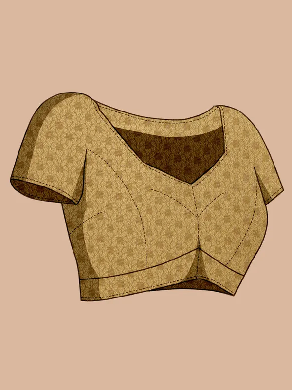 Gold_Cotton_Silk_Printed_Kota_Doria_Saree_With_Unstitched_Blouse_For_Women