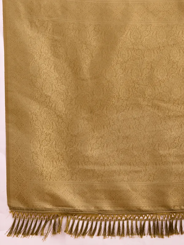 Gold_Cotton_Silk_Printed_Kota_Doria_Saree_With_Unstitched_Blouse_For_Women