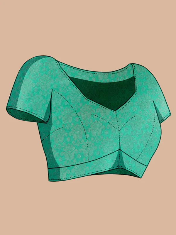 Green_Cotton_Silk_Printed_Kota_Doria_Saree_With_Unstitched_Blouse_For_Women