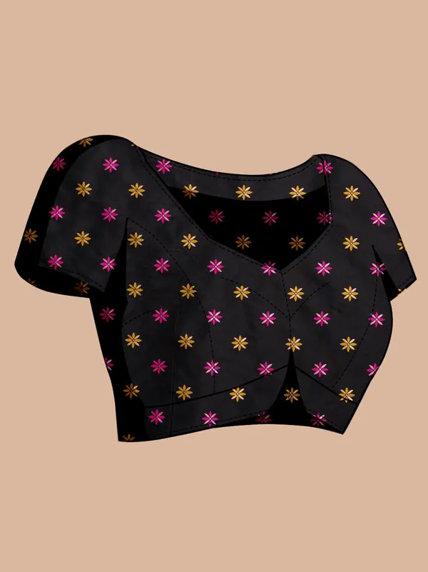 Black_Cotton_Silk_Woven_Kota_Doria_Saree_With_Unstitched_Blouse_For_Women