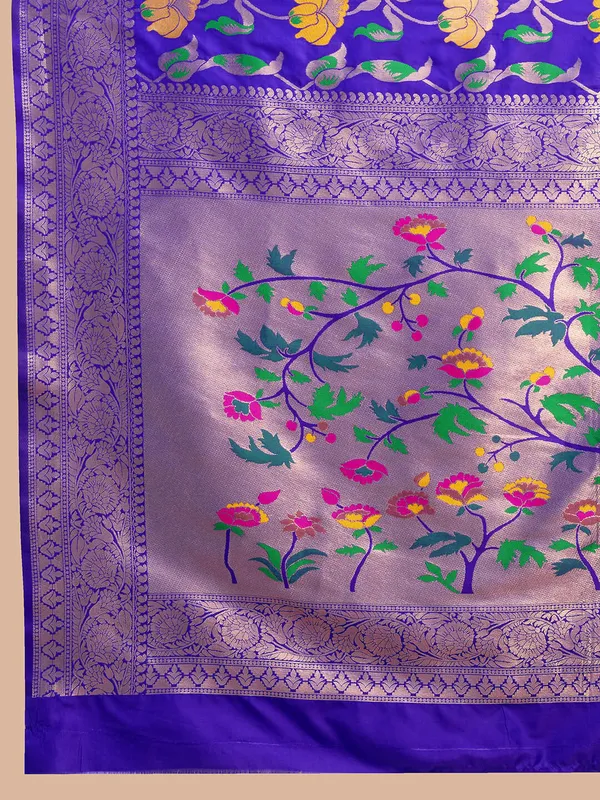 Blue_Cotton_Silk_Woven_Kota_Doria_Saree_With_Unstitched_Blouse_For_Women