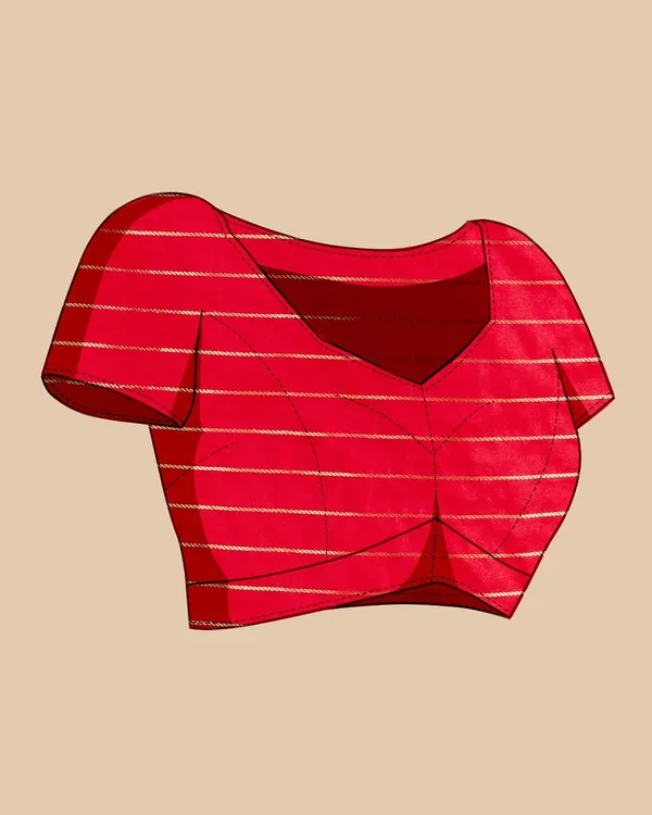 Red_Cotton_Silk_Woven_Kanjivaram_Saree_With_Unstitched_Blouse_For_Women