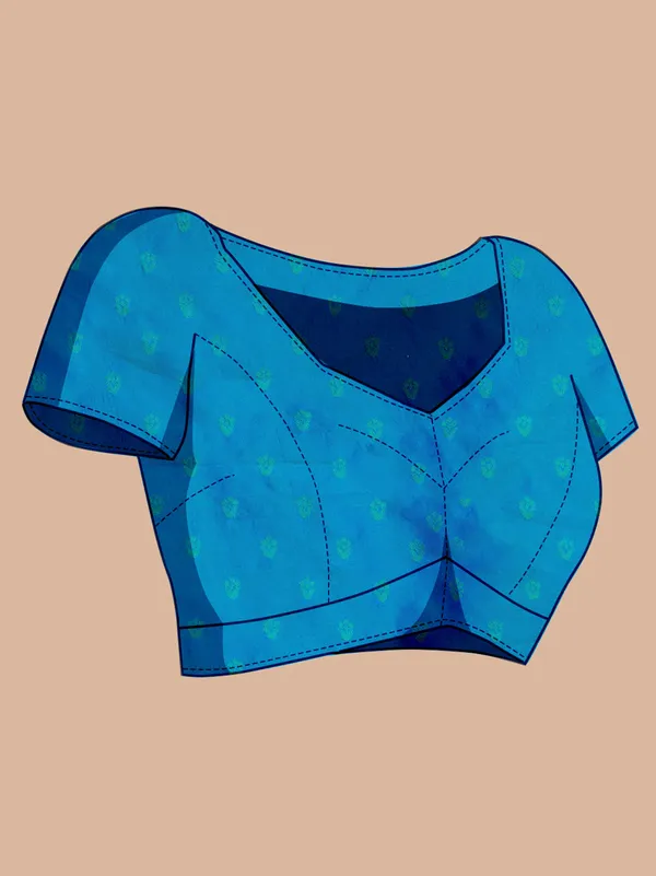 Blue_Cotton_Silk_Woven_Kanjivaram_Saree_With_Unstitched_Blouse_For_Women