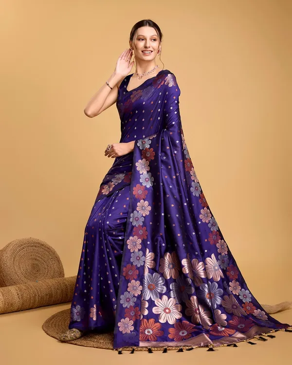 Purple_Cotton_Silk_Woven_Kanjivaram_Saree_With_Unstitched_Blouse_For_Women