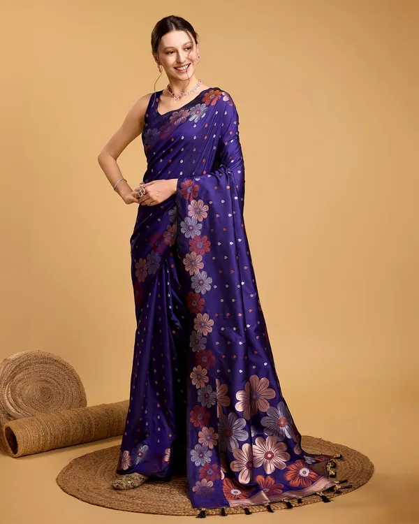 Purple_Cotton_Silk_Woven_Kanjivaram_Saree_With_Unstitched_Blouse_For_Women