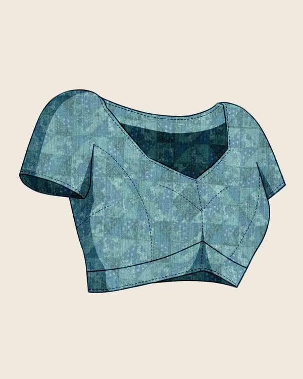 Blue_Cotton_Silk_Printed_Paithani_Saree_With_Unstitched_Blouse_For_Women