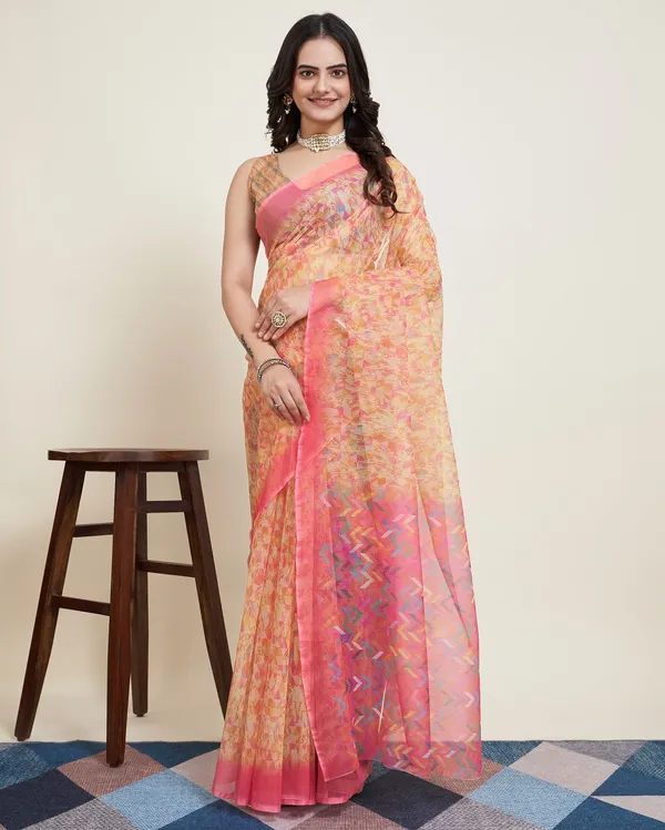 Multicolor_Cotton_Silk_Printed_Paithani_Saree_With_Unstitched_Blouse_For_Women