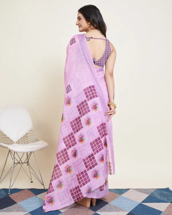 Purple_Cotton_Silk_Printed_Banarasi_Saree_With_Unstitched_Blouse_For_Women