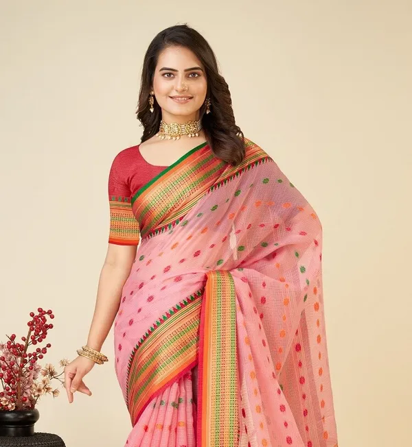 Pink_Cotton_Silk_Woven_Banarasi_Saree_With_Unstitched_Blouse_For_Women