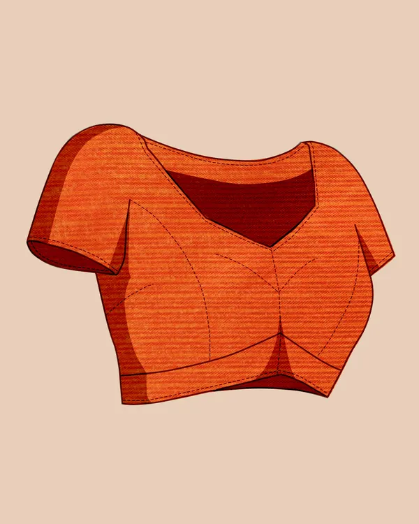 Orange_Cotton_Silk_Woven_Leheria_Saree_With_Unstitched_Blouse_For_Women