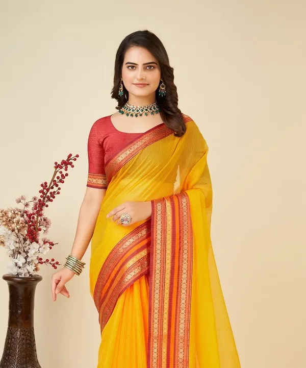 Yellow_Cotton_Silk_Woven_Patola_Saree_With_Unstitched_Blouse_For_Women