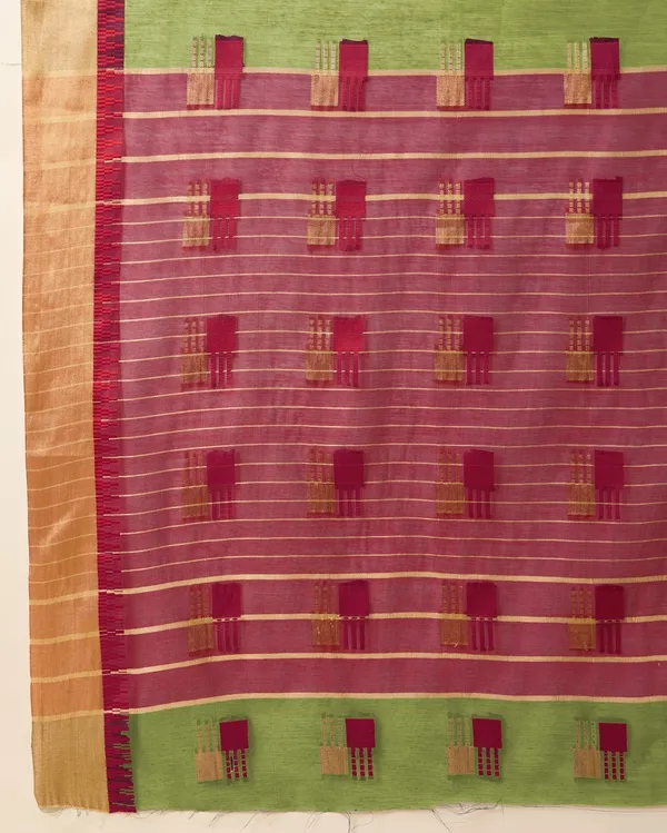 Green_Cotton_Silk_Woven_Banarasi_Saree_With_Unstitched_Blouse_For_Women