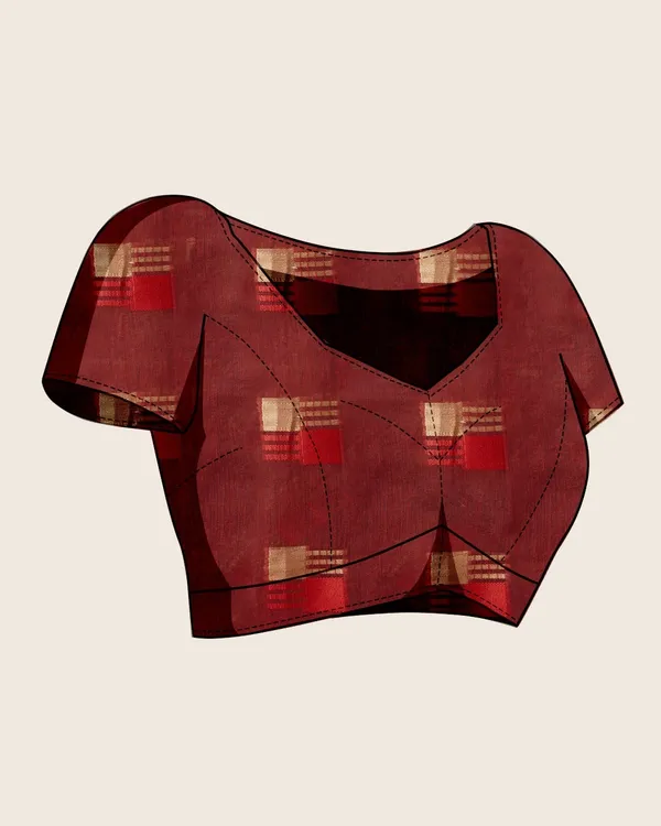 Dark_Blue_&_Red_Cotton_Silk_Woven_Banarasi_Saree_With_Unstitched_Blouse_For_Women