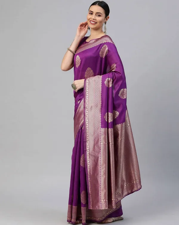 Purple_Cotton_Silk_Woven_Banarasi_Saree_With_Unstitched_Blouse_For_Women