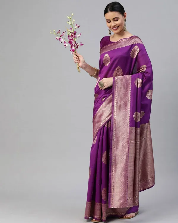 Purple_Cotton_Silk_Woven_Banarasi_Saree_With_Unstitched_Blouse_For_Women