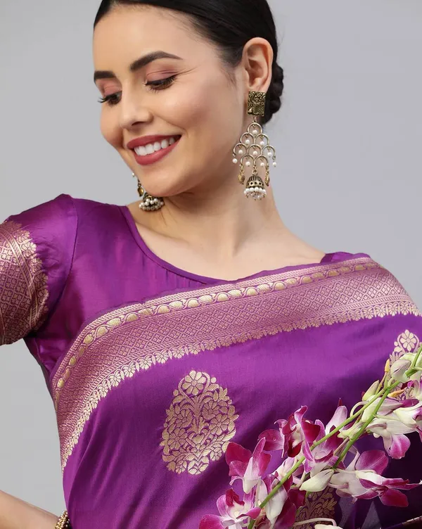 Purple_Cotton_Silk_Woven_Banarasi_Saree_With_Unstitched_Blouse_For_Women