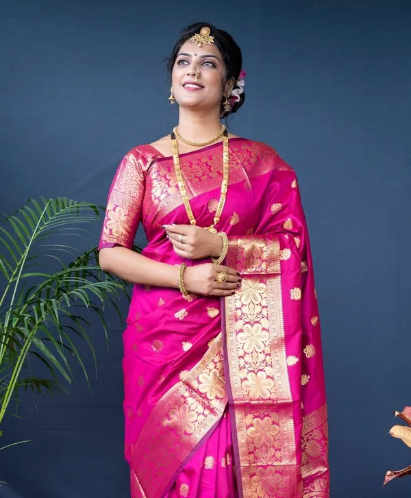 Pink_Cotton_Silk_Woven_Banarasi_Saree_With_Unstitched_Blouse_For_Women