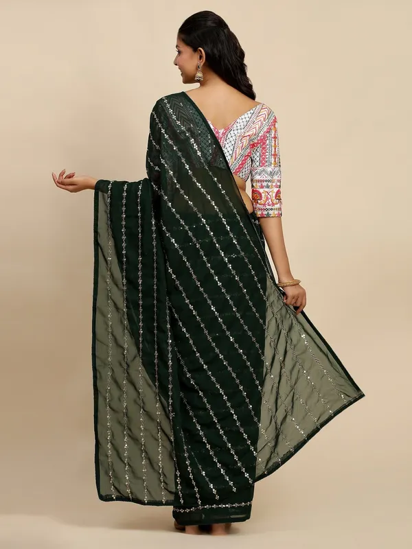 Green_Georgette_Embroidered_Kota_Doria_Saree_With_Unstitched_Blouse_For_Women