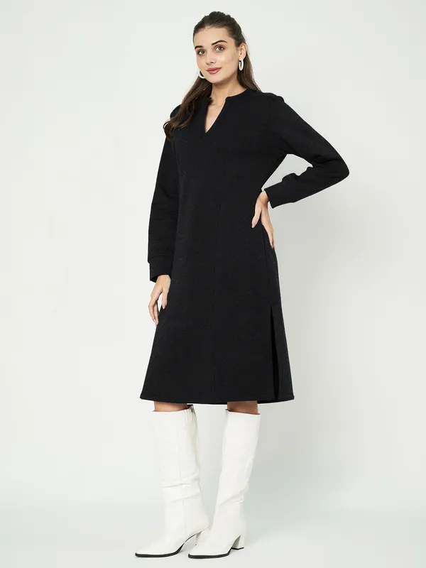 A-Line_Mandarin_Collar_Midi_Dress
