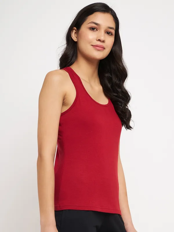 Maroon_Cotton_Lycra_Camisoles