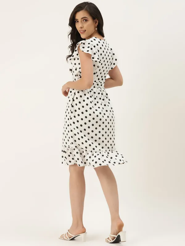 White_Polka_Polyester_Print_Dresses
