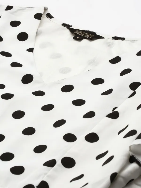 White_Polka_Polyester_Print_Dresses