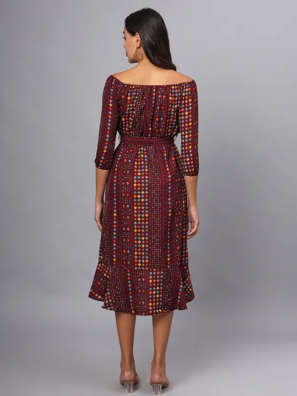 Multi_Print_Polyester_Print_Dresses