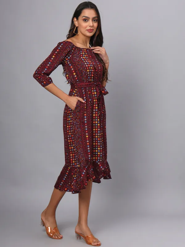 Multi_Print_Polyester_Print_Dresses