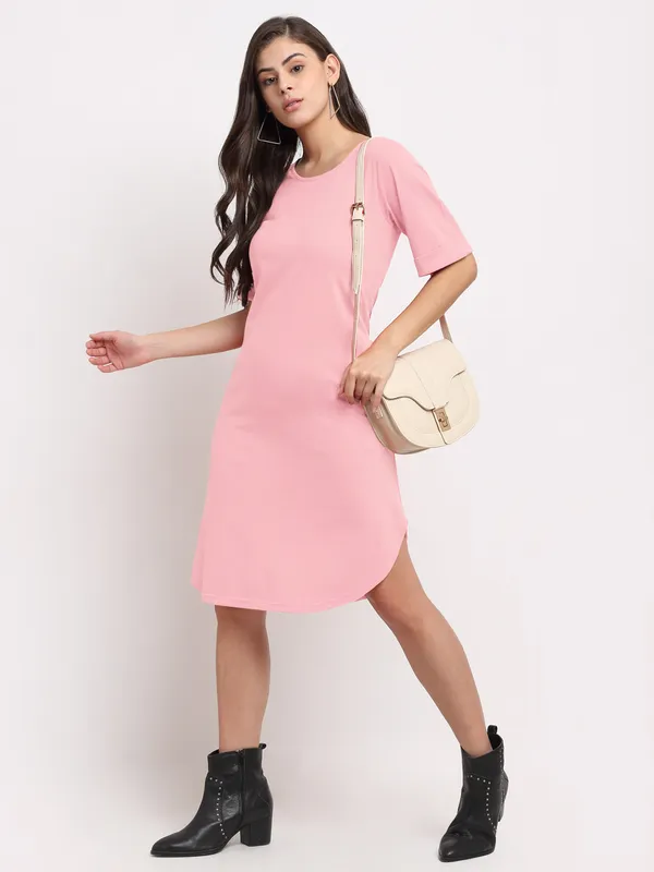BRINNS_Purple_Solid_Pure_Cotton_A-Line_Midi_Dress