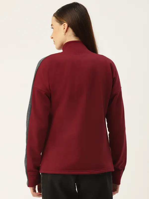 BRINNS_Women_Maroon_Solid_Sweatshirt