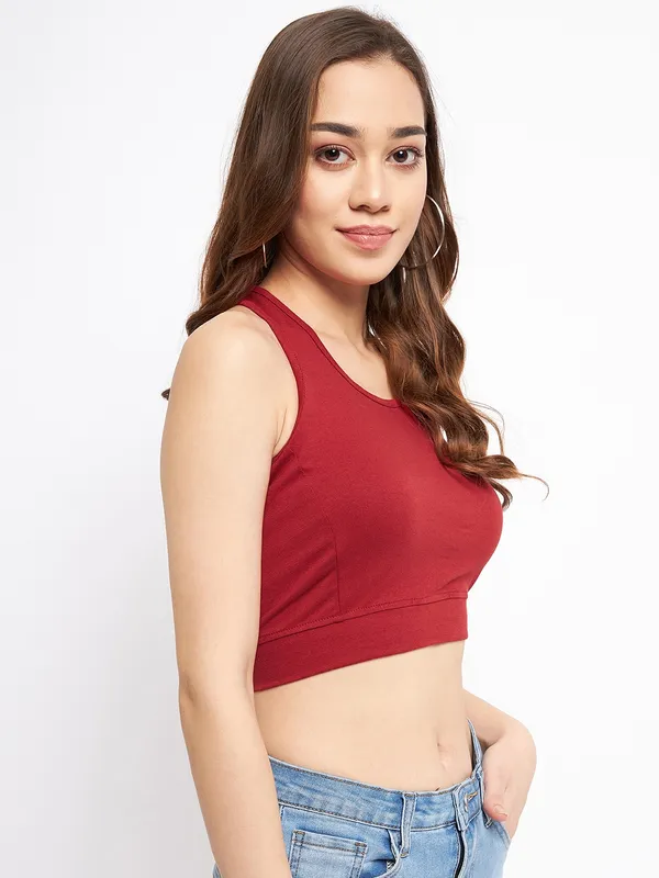 Maroon_Cotton_Lycra_Tops