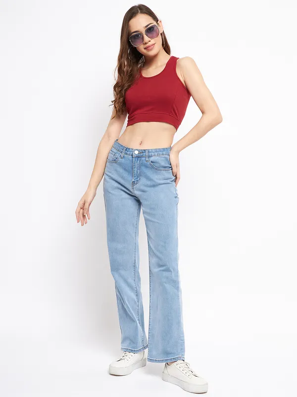Maroon_Cotton_Lycra_Tops
