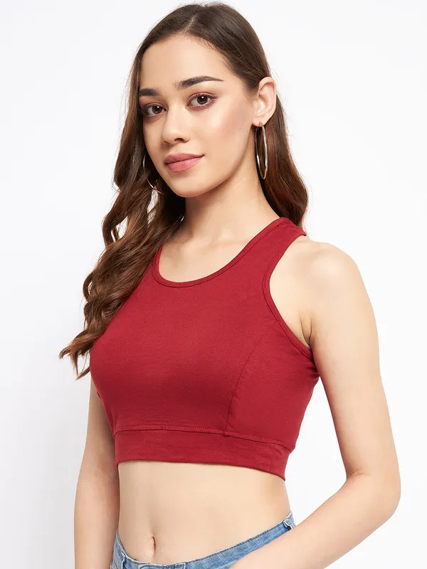 Maroon_Cotton_Lycra_Tops