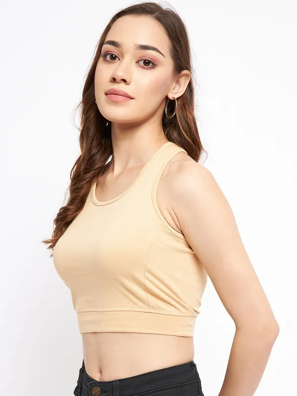 Beige_Cotton_Lycra_Tops