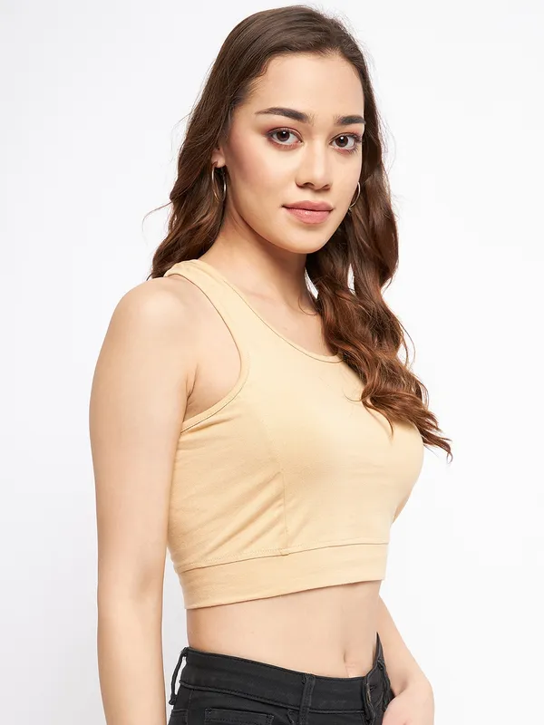 Beige_Cotton_Lycra_Tops
