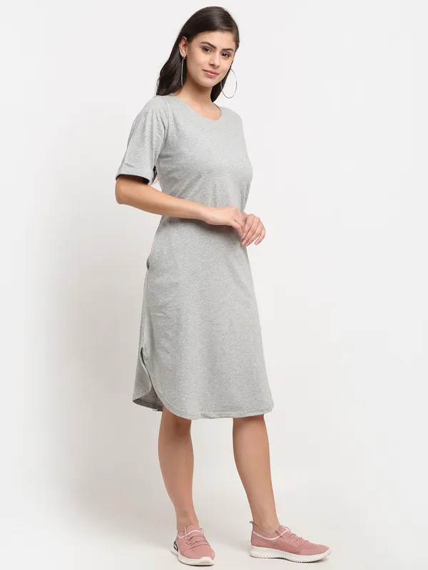 BRINNS_Purple_Solid_Pure_Cotton_A-Line_Midi_Dress