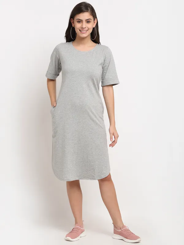 BRINNS_Purple_Solid_Pure_Cotton_A-Line_Midi_Dress